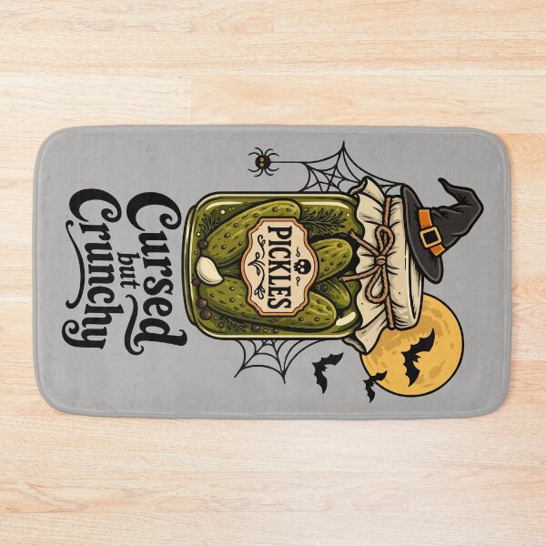 Item preview, Cursed but Crunchy – Funny Halloween Pickle Jar designed and sold by Skryp-art.