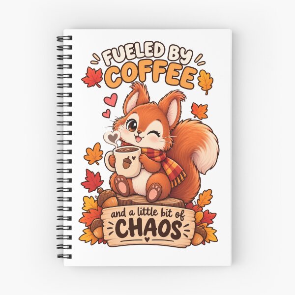 Item preview, Cute Red Squirrel Autumn Coffee – Fueled by Coffee and a Little Chaos designed and sold by JrNergal.