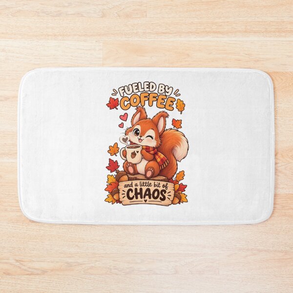 Item preview, Cute Red Squirrel Autumn Coffee – Fueled by Coffee and a Little Chaos designed and sold by JrNergal.