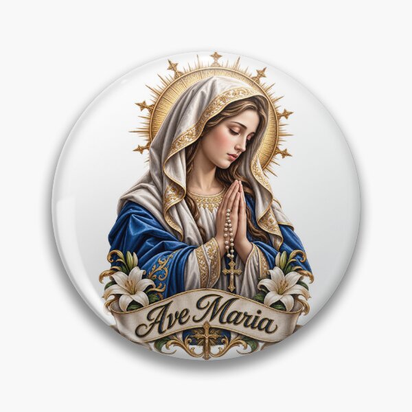 Artikelvorschau, Ave Maria Catholic Christian Mary Vintage Religious Floral Design entworfen und verkauft von Legacy Apparel Co..