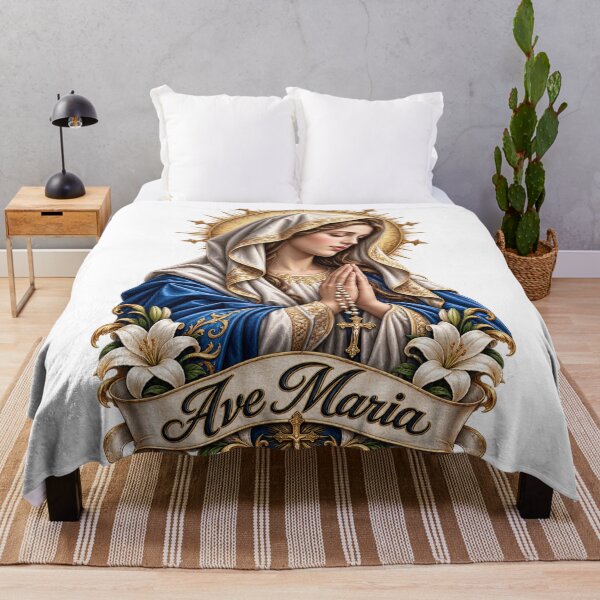 Item preview, Ave Maria Catholic Christian Mary Vintage Religious Floral Design designed and sold by Legacy Apparel Co..
