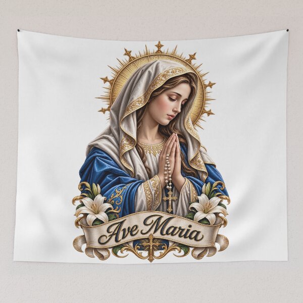 Item preview, Ave Maria Catholic Christian Mary Vintage Religious Floral Design designed and sold by Legacy Apparel Co..