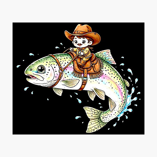 Item preview, Cowboy Trout Rainbow Fishing Western Style Design for Anglers and Fishermen Gift designed and sold by Teetreasure2.