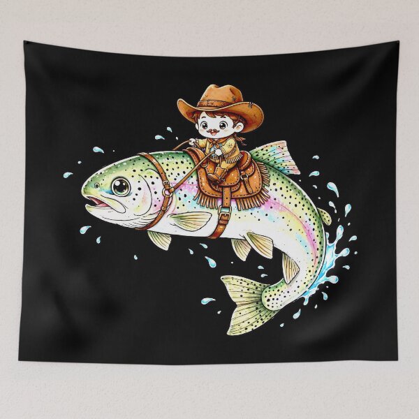 Item preview, Cowboy Trout Rainbow Fishing Western Style Design for Anglers and Fishermen Gift designed and sold by Teetreasure2.