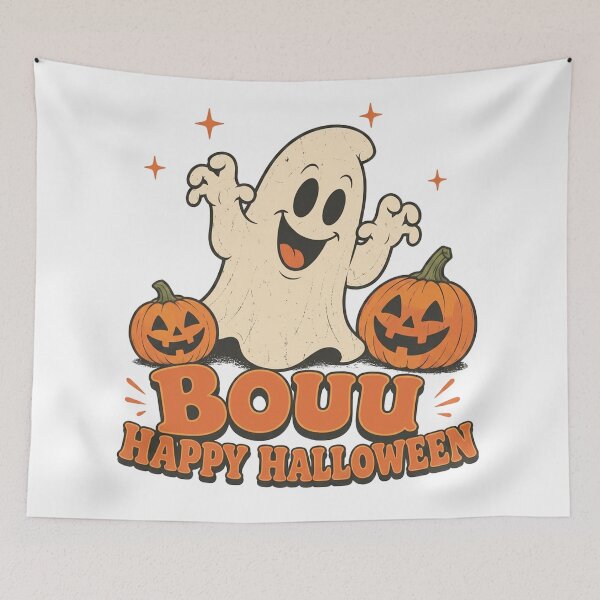 Item preview, Retro Spooky Ghost "Boo Happy Halloween" Vintage Pumpkin Design designed and sold by KMMODERNDESIGNS.