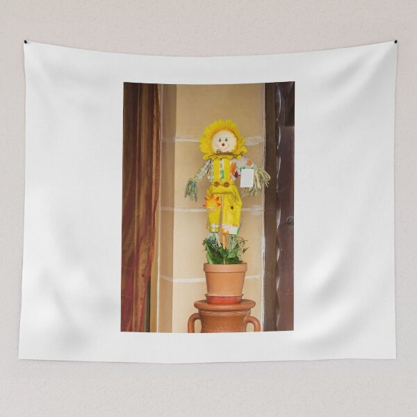 Item preview, Whimsical Sunflower Scarecrow Decoration In Yellow Outfit Standing On A Potted Plant designed and sold by Nmallia.