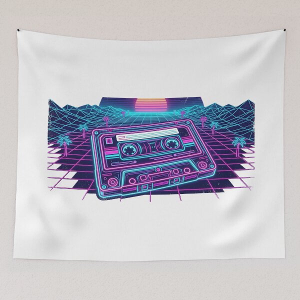 Item preview, Synthwave 80s Retro Cassette Tape Cyberpunk Grid Sunset designed and sold by Pyt27.