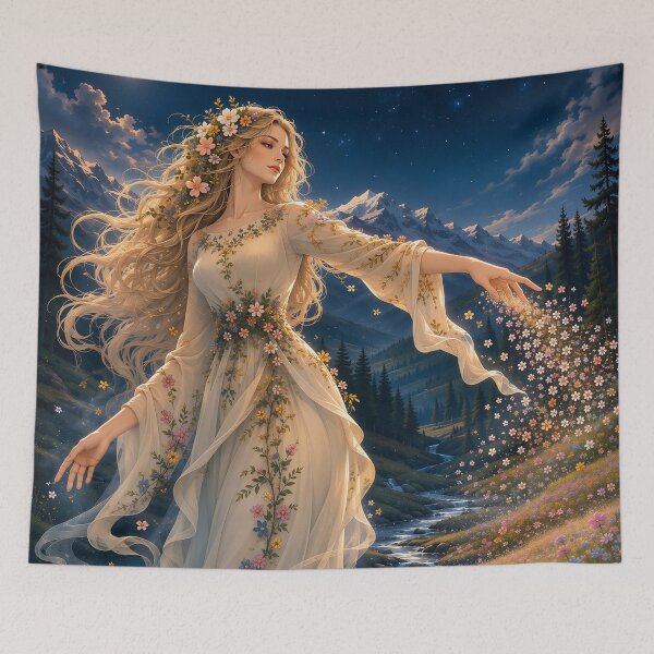 Item preview, Spring Goddess Setting the Mountains Abloom designed and sold by FriskyLemur.