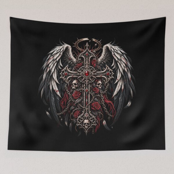 Item preview, Fallen Angel Gothic Cross designed and sold by TheInkRaven.