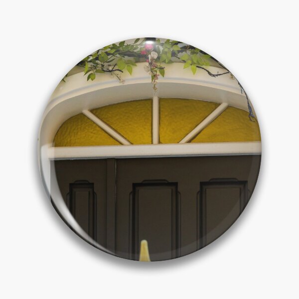 Item preview, Charming Floral Arch Over Black Front Door With Greenery, Pink Flowers and Golden Finials designed and sold by Nmallia.