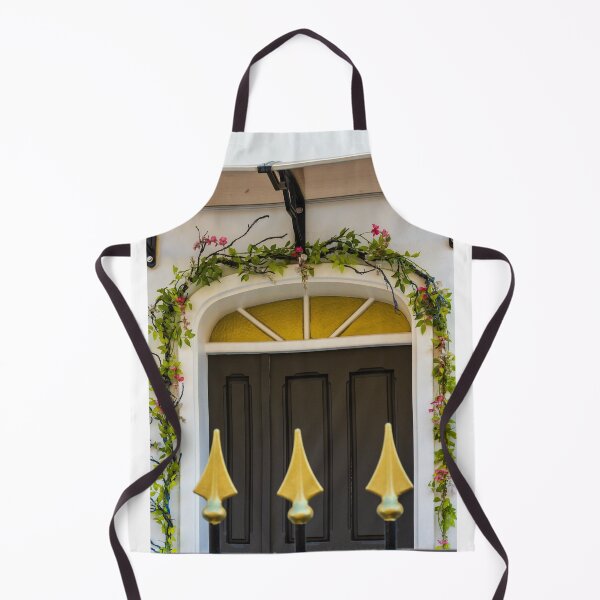Item preview, Charming Floral Arch Over Black Front Door With Greenery, Pink Flowers and Golden Finials designed and sold by Nmallia.