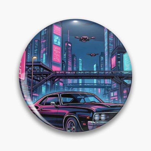 Item preview, Cyberpunk Neon City Muscle Car Synthwave Skyline designed and sold by Herodestroyer.