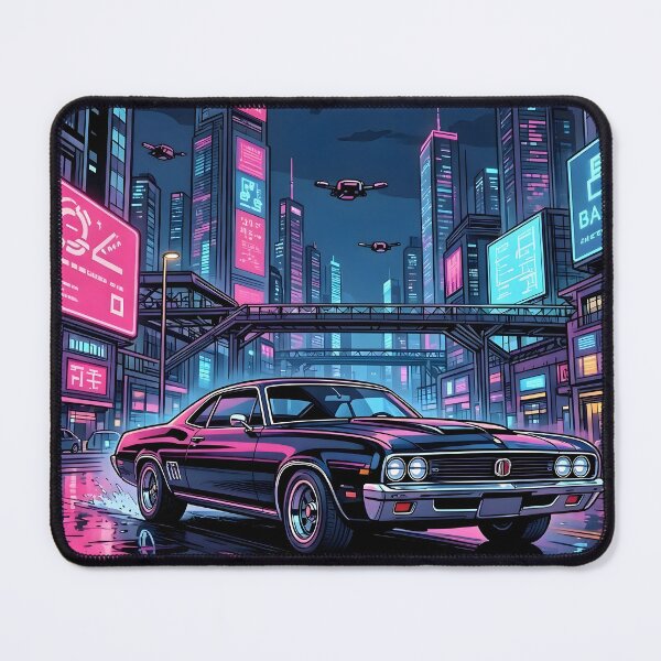 Item preview, Cyberpunk Neon City Muscle Car Synthwave Skyline designed and sold by Herodestroyer.