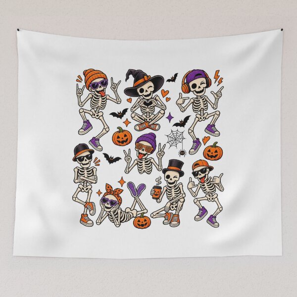 Item preview, Cute Halloween Skeleton Squad Funny Spooky Skeletons designed and sold by afr-saad.