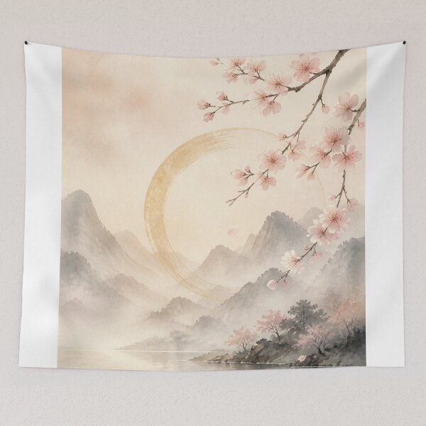 Item preview, Sakura Enso Wall Art Poster | Cherry Blossom Zen Circle, Japandi Japanese Spring Decor designed and sold by LuminaKage.
