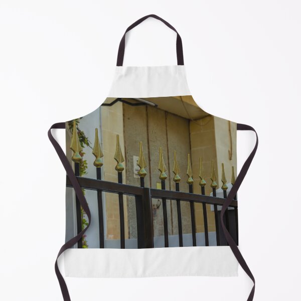 Item preview, Metal Fence With Gold Spiked Finials Along Building Exterior designed and sold by Nmallia.