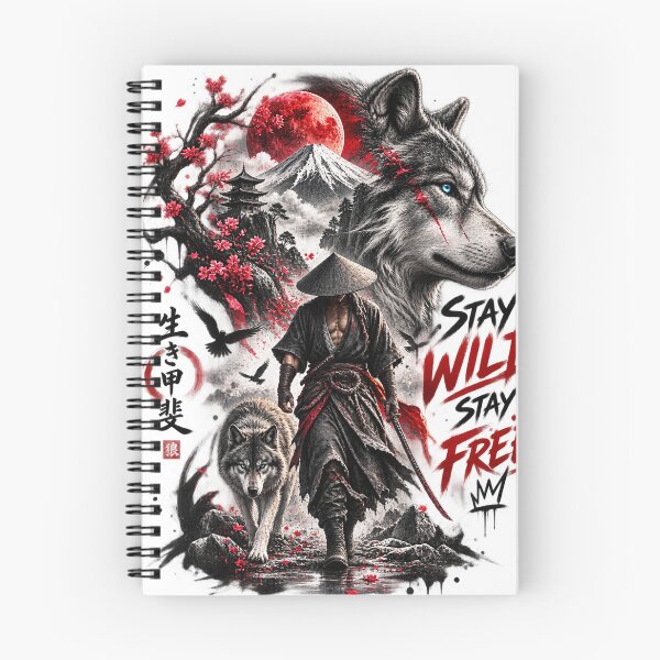 Item preview, Stay Wild Stay Free – Samurai Wolf Japanese Street Art designed and sold by Puraenergia Stickers.