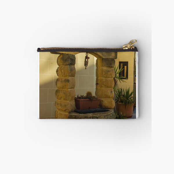 Item preview, Stone Well Arch with Pillars and Potted Cacti on Sunny Outdoor Patio Decor designed and sold by Nmallia.