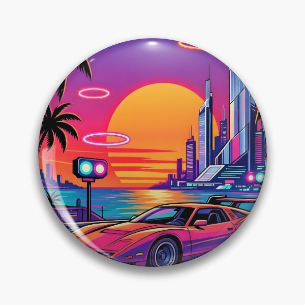 Item preview, Synthwave Sports Car Tropical Neon Sunset City designed and sold by Herodestroyer.