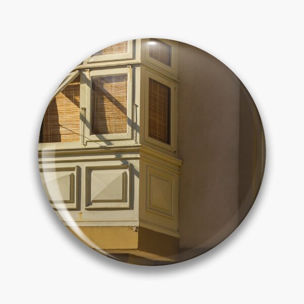 Item preview, Sunlit Beige Baywindow House Exterior With Shaded Window and Decorative Trim Details designed and sold by Nmallia.