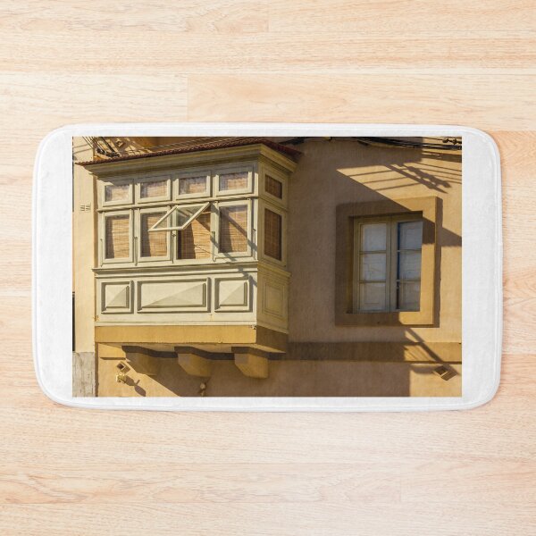Item preview, Sunlit Beige Baywindow House Exterior With Shaded Window and Decorative Trim Details designed and sold by Nmallia.