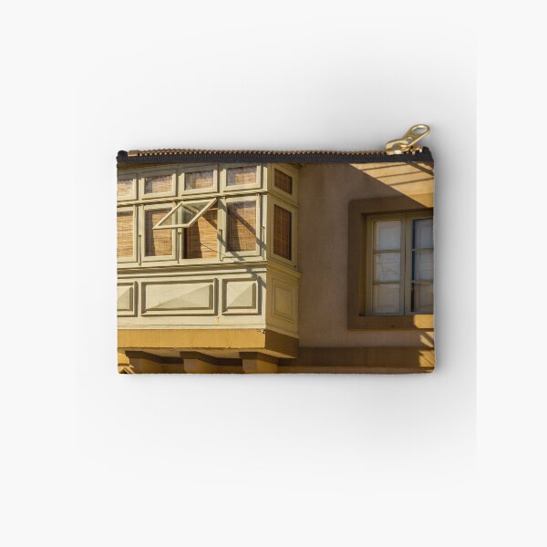 Item preview, Sunlit Beige Baywindow House Exterior With Shaded Window and Decorative Trim Details designed and sold by Nmallia.