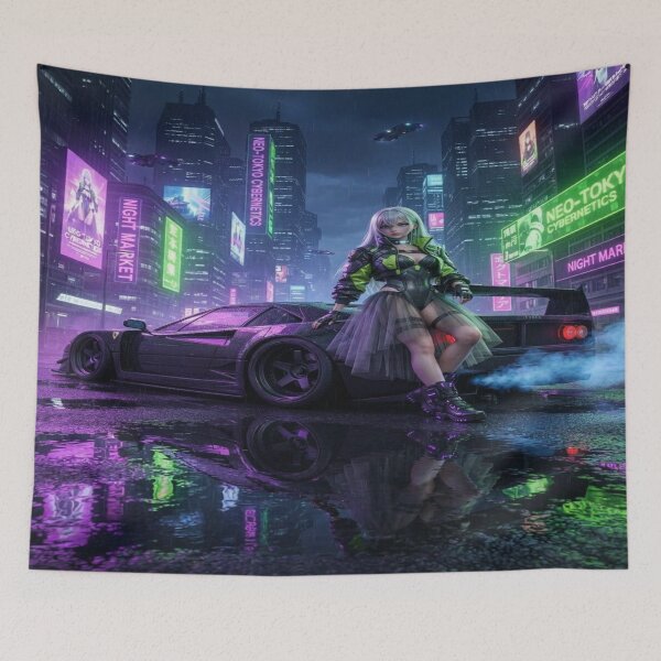 Item preview, Cyberpunk Midnight Tuning - Neo Tokyo Street Art designed and sold by JMAVILA ART.
