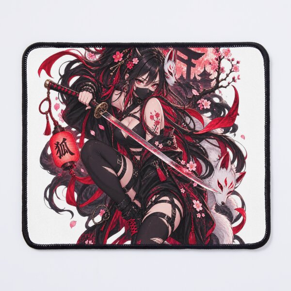 Item preview, Crimson Kitsune – Red Moon Warrior designed and sold by Sariphy.