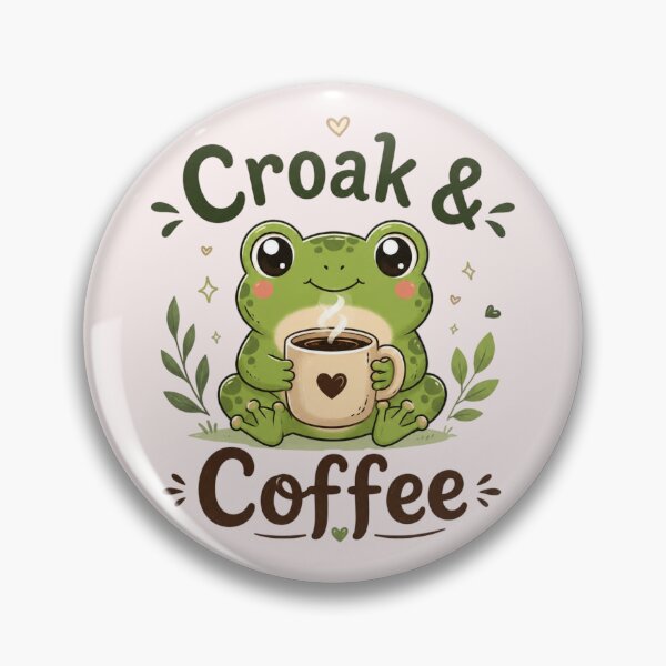 Item preview, Cute Frog Coffee Lover – Croak & Coffee Kawaii Frog Coffee Design designed and sold by Sanika arts .