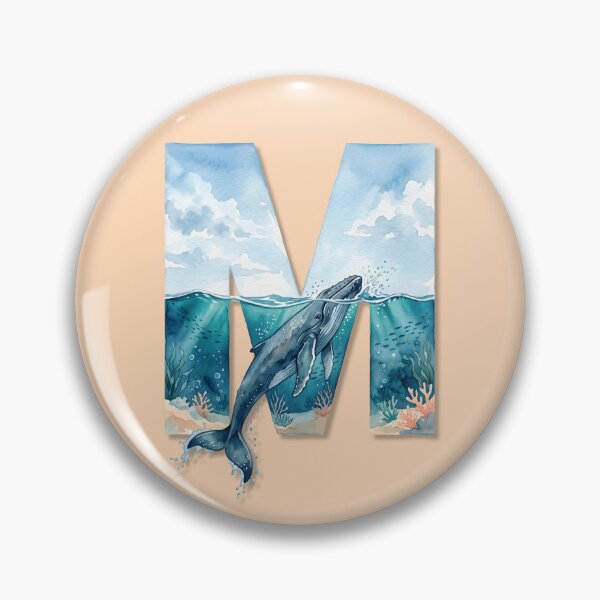 Item preview, Coastal Initial M Whale Ocean Monogram Beach Personalized Design designed and sold by Sea Gem.