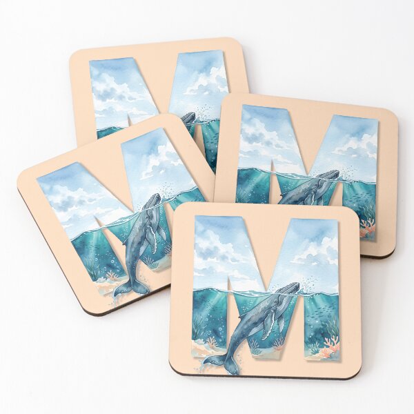 Item preview, Coastal Initial M Whale Ocean Monogram Beach Personalized Design designed and sold by Sea Gem.