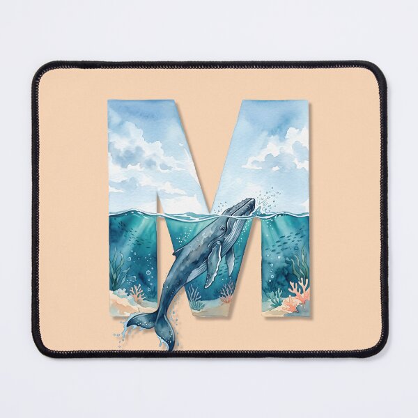 Item preview, Coastal Initial M Whale Ocean Monogram Beach Personalized Design designed and sold by Sea Gem.