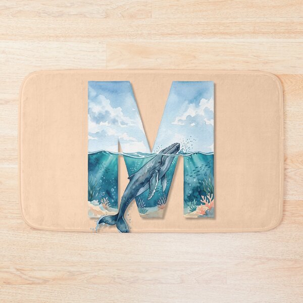 Item preview, Coastal Initial M Whale Ocean Monogram Beach Personalized Design designed and sold by Sea Gem.