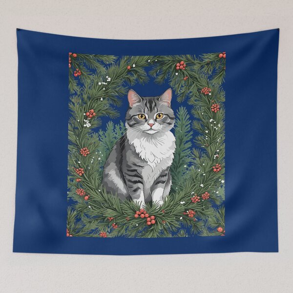 Item preview, Pine Berries and Striped Woodland Moggy designed and sold by taiche.