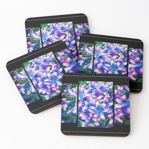 Item preview, Blue lilies triptych with black background designed and sold by Bonnie's Playground.