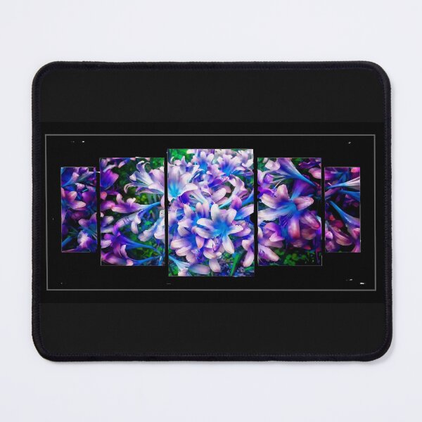 Item preview, Blue lilies triptych with black background designed and sold by Bonnie's Playground.