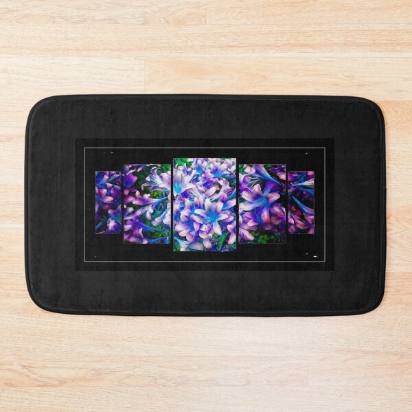 Item preview, Blue lilies triptych with black background designed and sold by Bonnie's Playground.