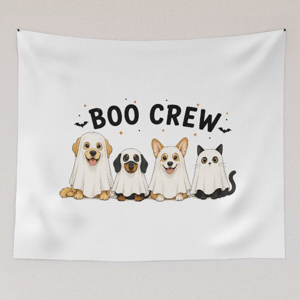 Item preview, Boo Crew Cute Ghost Dogs and Cat Halloween designed and sold by AhmedAlbb.
