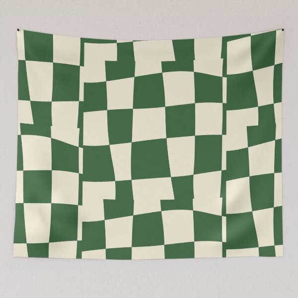 Item preview, Green Cream Wavy Checkerboard Pattern designed and sold by LunaVales.