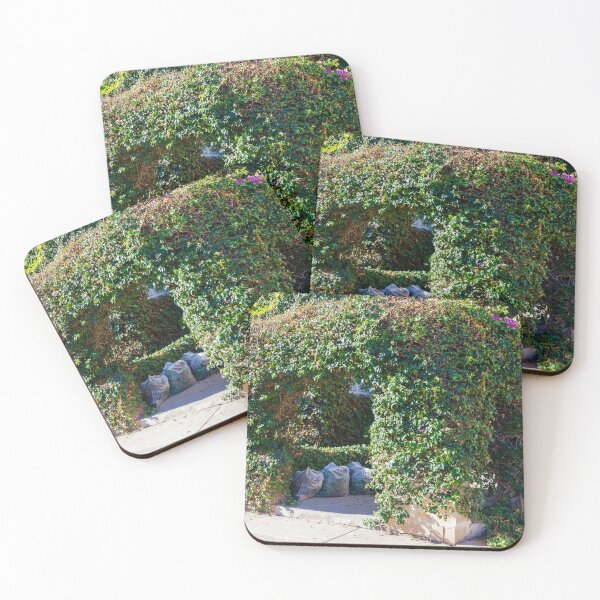Item preview, Overgrown Ivy Arch Forms a Secluded Green Entrance Beside Trash Bags designed and sold by Nmallia.