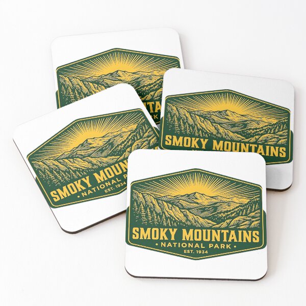 Item preview, Smoky Mountains Ridgeline Duotone Linocut Badge Sticker designed and sold by DetourDgn.