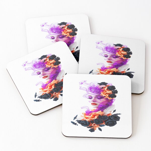 Item preview, Mystic Rose Queen – Black, Orange & Purple Floral Art designed and sold by Vibrant Magical Shop.