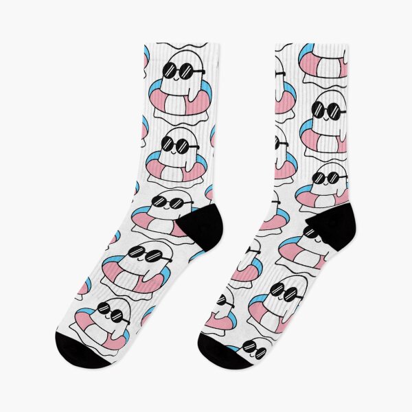 Item preview, Kawaii Trans Ghost on a Swimming Ring – LGBTQ Halloween designed and sold by Cannaxes Studio.