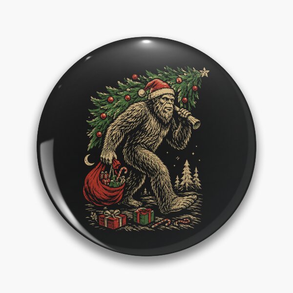 Artikelvorschau, Bigfoot-Weihnachtsbaumbeleuchtung Retro-Illustration Weihnachtspyjama mit Sasquatch für Jungen und Männer entworfen und verkauft von alenaz.