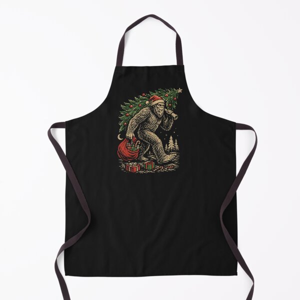 Artikelvorschau, Bigfoot-Weihnachtsbaumbeleuchtung Retro-Illustration Weihnachtspyjama mit Sasquatch für Jungen und Männer entworfen und verkauft von alenaz.