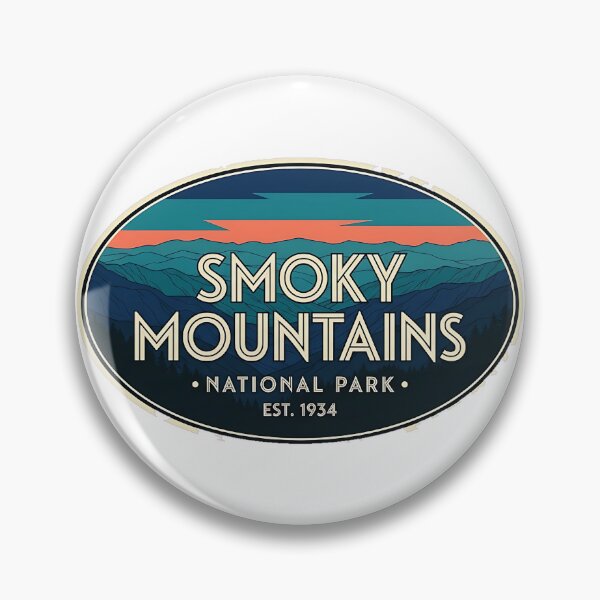 Item preview, Smoky Mountains Aerial Ridgeline Art Deco Oval Sticker designed and sold by DetourDgn.