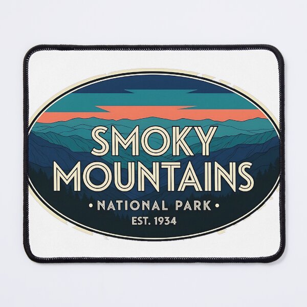 Item preview, Smoky Mountains Aerial Ridgeline Art Deco Oval Sticker designed and sold by DetourDgn.