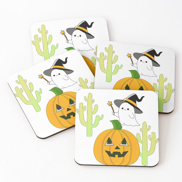 Item preview, Cute Ghost Witch Pumpkin and Cactus designed and sold by MigWhimsy.