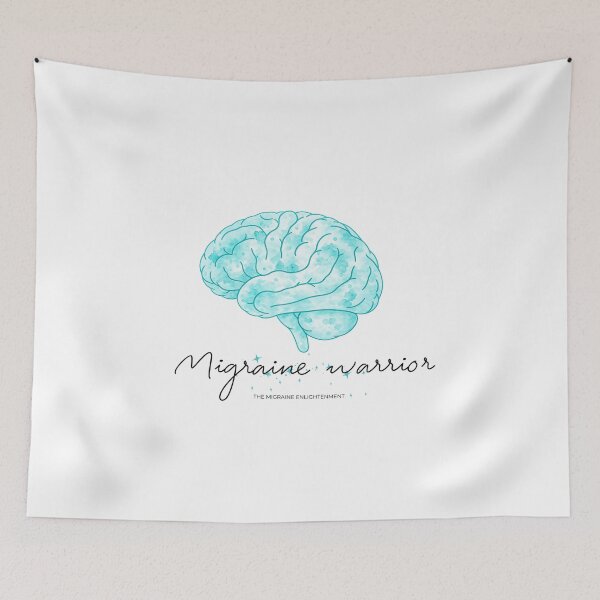 Item preview, Migraine Warrior (teal blue brain art) designed and sold by The Migraine Enlightenment.
