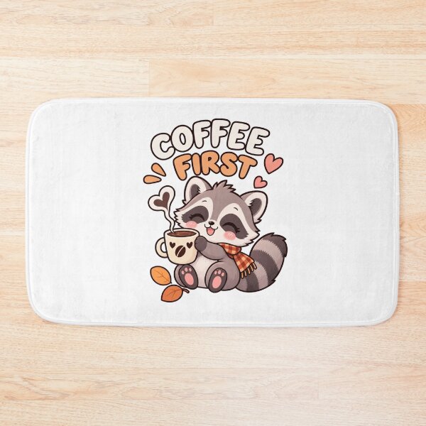 Item preview, Cute Raccoon Coffee Lover – Coffee First Funny Kawaii Design designed and sold by JrNergal.
